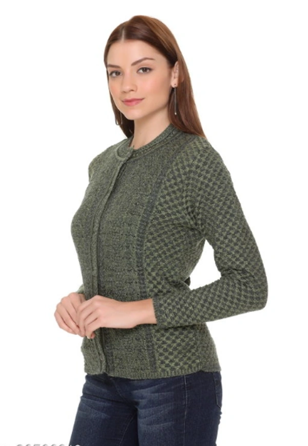 CLAPTON   Women Round Neck  Acrylic Knitting  Wool Green Full Sleeve  Cardigan This is Very Soft &Comfortable Fabric - L, Green, Wool, Knitting, Pack of1